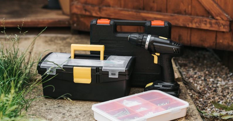 Maintenance Kits - Toolboxes placed near wooden door