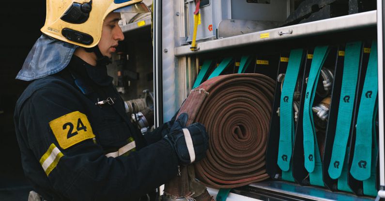 Rescue Tool - A Firefighter in Uniform Holding a Fire Host
